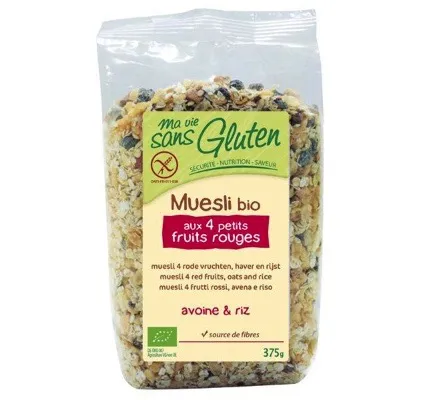 Ma Vie Sans Gluten Muesli Haver/Rijst 4 Rode Vruchten Glutenvrij Bio (375 gr)