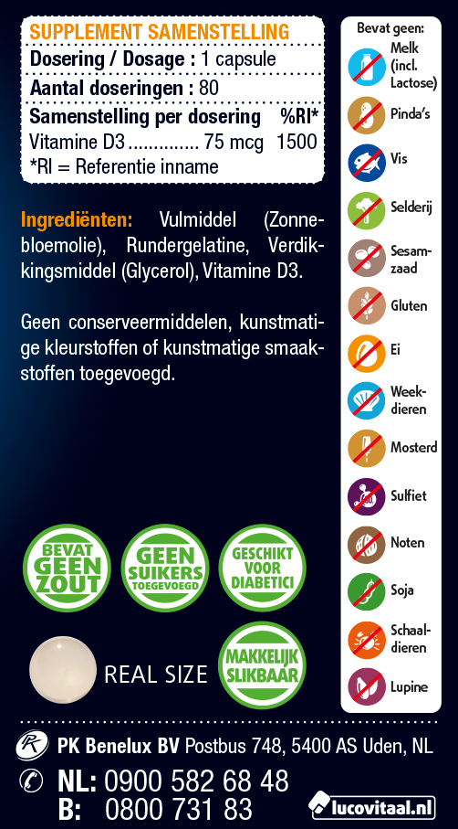 Lucovitaal Vitamine D3 75mcg (80 capsules)