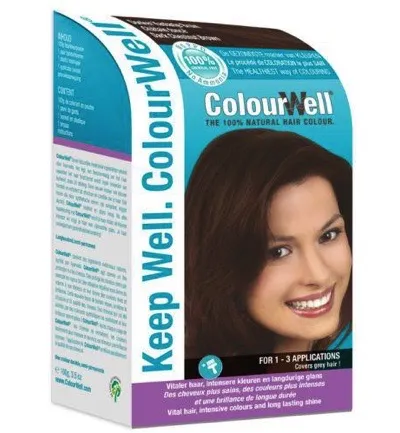 Colourwell 100% Natuurlijke Haarkleur Donker Kastanje Bruin (100 gr)