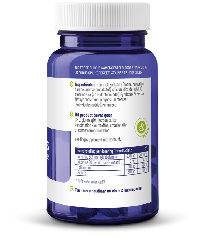 Vitakruid B12 Forte Plus® 3.000 Met P-5-P Vitamine (60 tabletten) - image 2