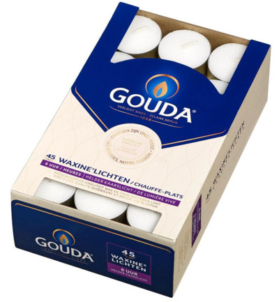 Gouda Waxinelicht 6 Uur Wit (45 stuks)