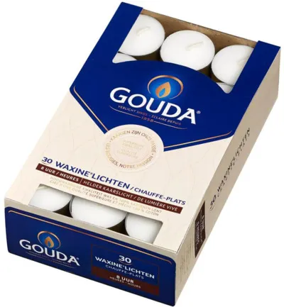 Gouda Waxinelicht 8 Uur Wit (30 stuks)