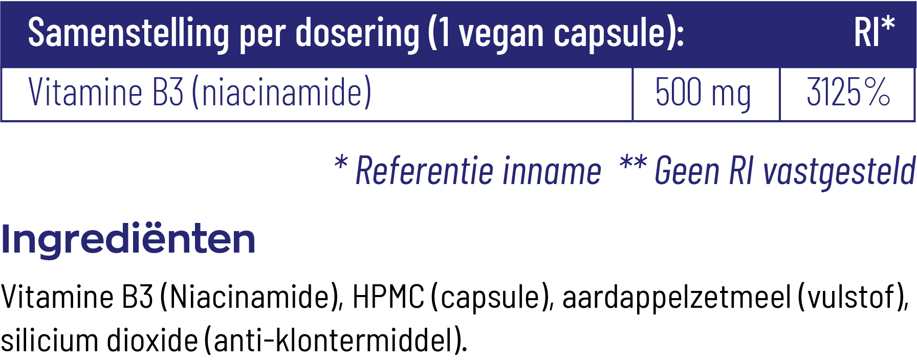 Vitakruid Vitamine B3 Niacinamide 500 Mg Flush Free (90 vega capsules) - image 3