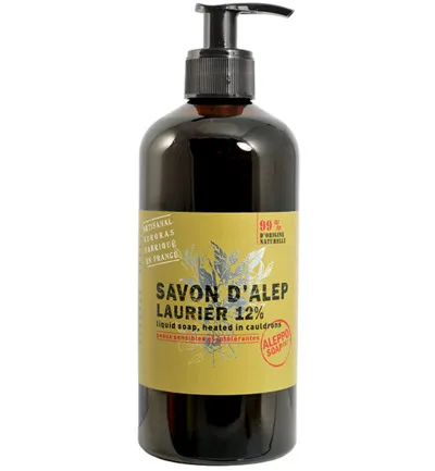 Aleppo Soap Co Aleppo zeep 12% laurier met pomp (500 ml)