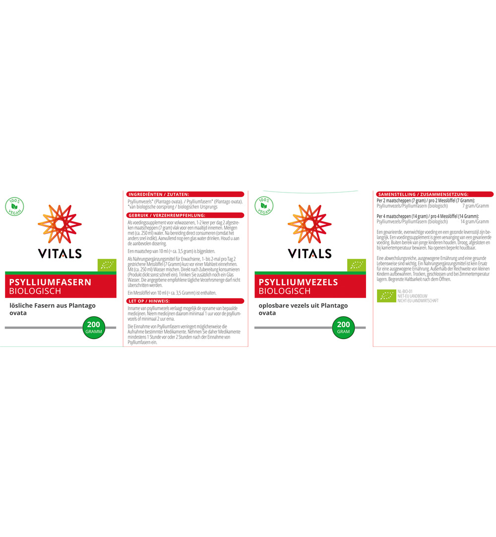 Vitals Psylliumvezels Bio (200 gr) - image 3