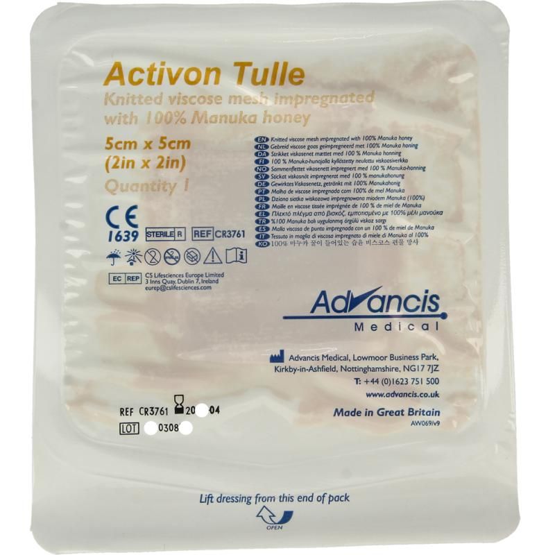 Advancis Activon manuka gaasverband 5 x 5 (1 stuk)