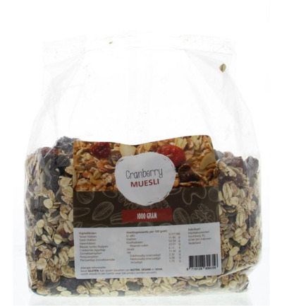 Mijnnatuurwinkel Cranberries Muesli (1000 gr)