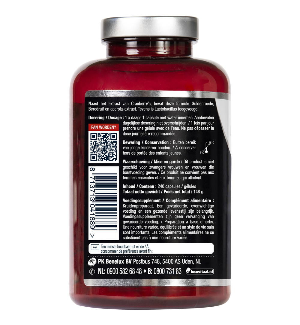 Lucovitaal Cranberry X-tra Lactobacillus (240 capsules) - image 3