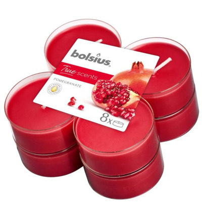 Bolsius True Scents maxilicht pomegranate (8 stuks)