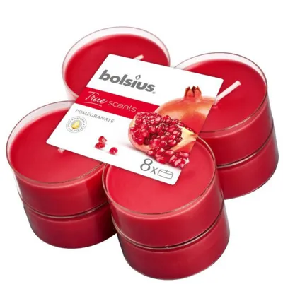 Bolsius True Scents maxilicht pomegranate (8 stuks)