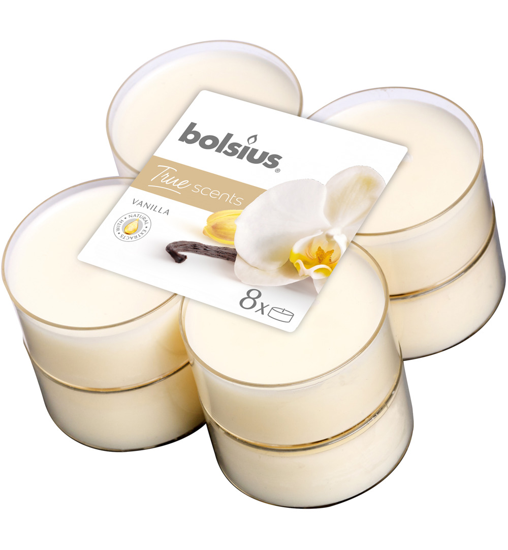 Bolsius True Scents maxilicht vanilla (8 stuks)