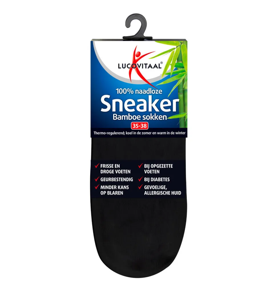 Lucovitaal Bamboe Sneakersokken Zwart 35-38 (1 paar)