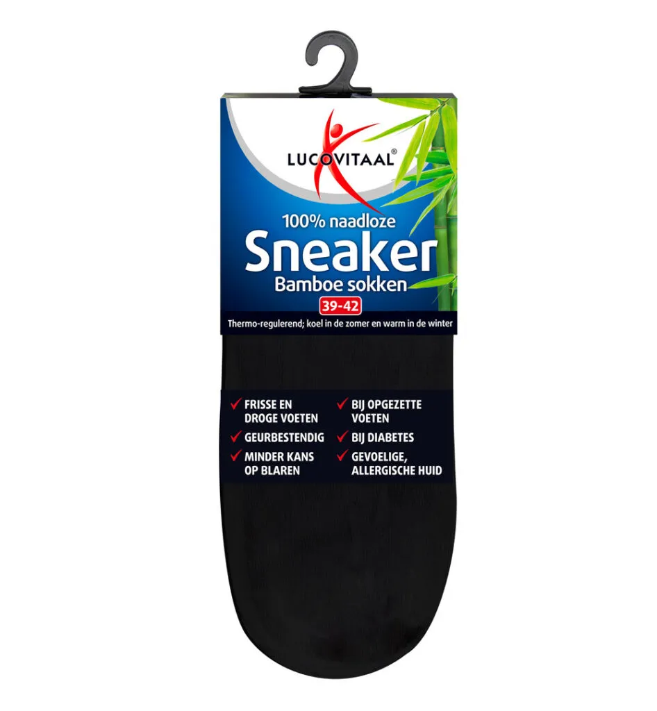 Lucovitaal Bamboe Sneakersokken Zwart 39-42 (1 paar)