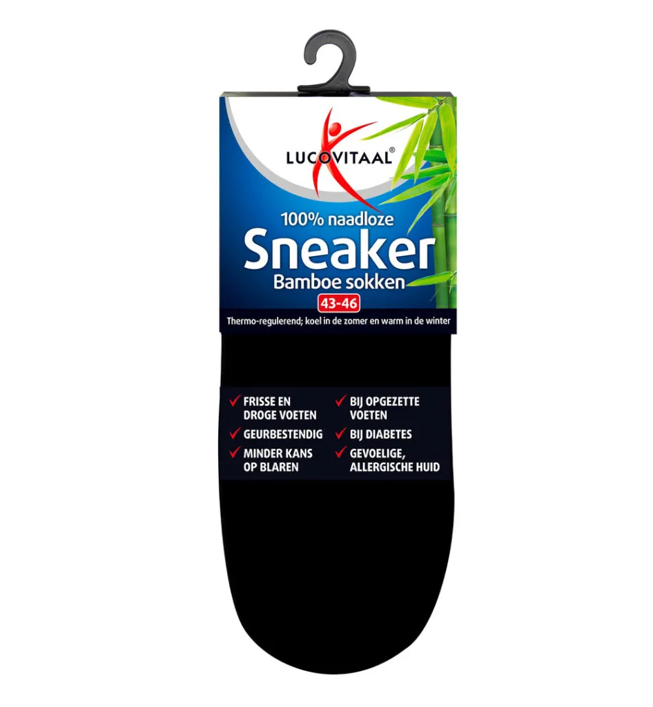 Lucovitaal Bamboe Sneakersokken Zwart 43-46 (1 paar)