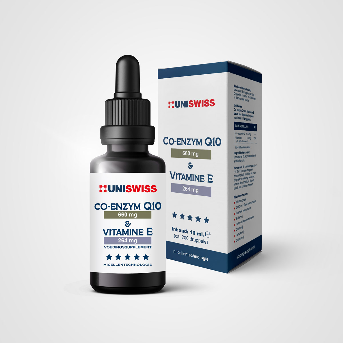 Uni Swiss Co-Enzym Q10 en Vitamine E (30 ml)