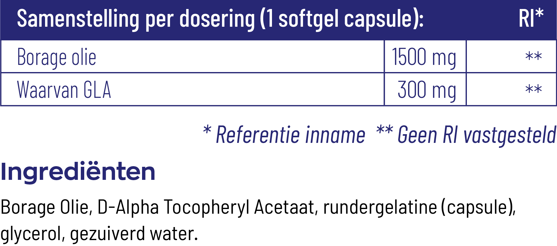 Vitakruid Borage Olie 1500Mg Gla 300Mg Uit Plantaardige Bron (60 softgels) - image 3