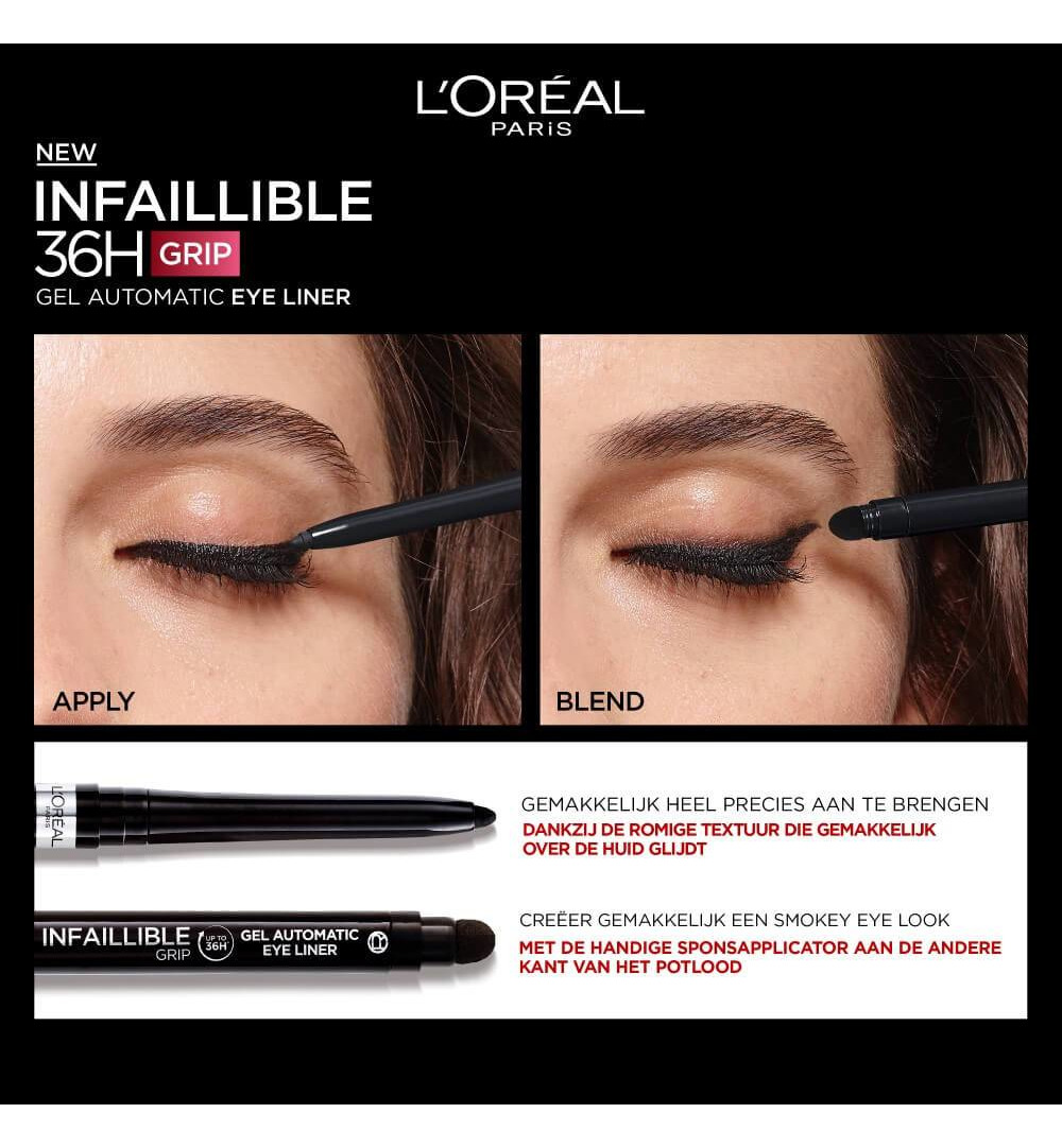 L'Oréal Paris infailliblegrip gel automatic eyeliner zwart (1 stuk) - image 2