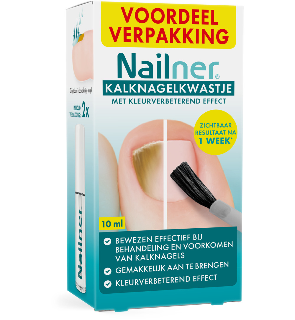 Nailner 2in1 Kalknagelkwastje voordeelverpakking (10 ml)