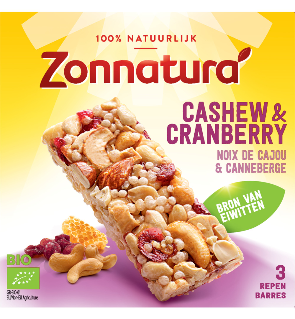 Zonnatura Notenreep Cashew Cranberry Bio (75 gr)