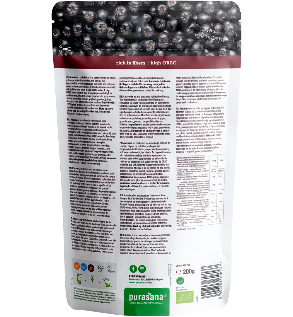 Purasana Aronia Poeder - Vegan Bio (200 gr)