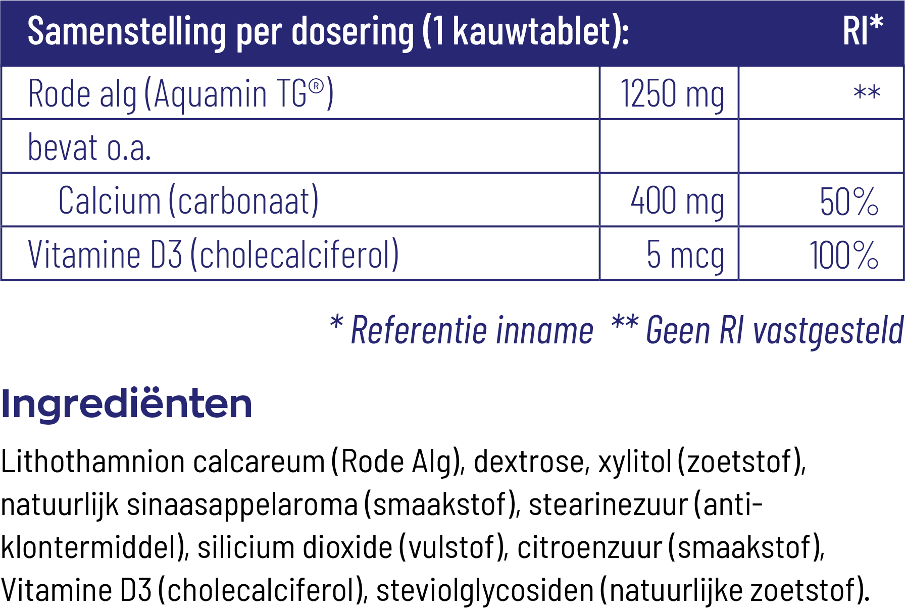 Vitakruid Calcium 400 & D3 Uit Duurzame Rode Alg Aquamin Tg® (90 kauwtabletten) - image 3