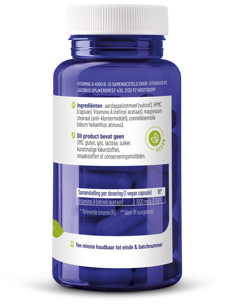 Vitakruid Vitamine A Retinol Acetaat 4000 Ie Vegan (90 vega capsules) - image 2