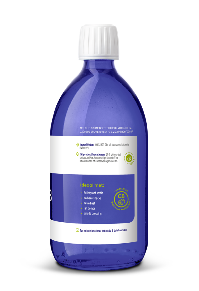 Vitakruid Mct Olie C8 100% Zuivere & Duurzame Kokosolie (500 ml) - image 2