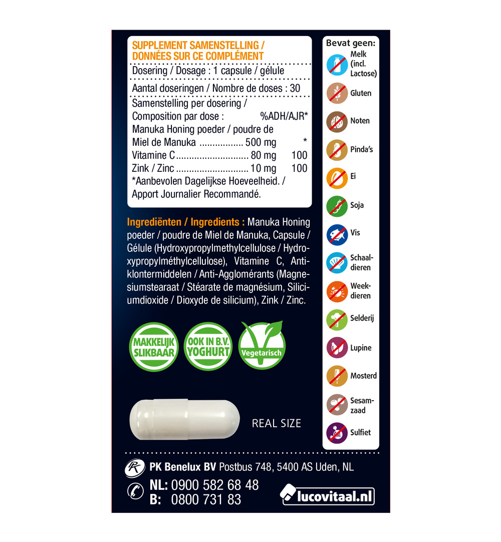 Lucovitaal Manuka Honing Zink (30 capules) - image 2