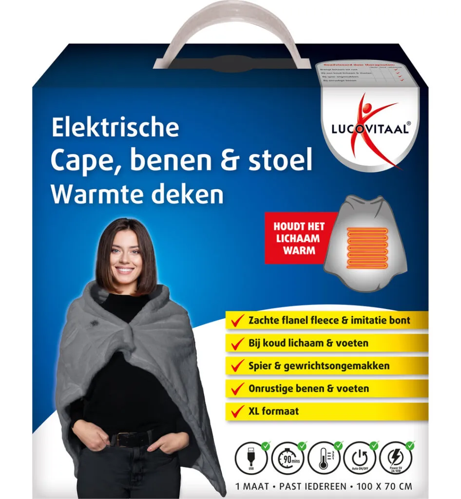 Lucovitaal Elektrische Cape, Benen & Stoel Warmte Deken (1 stuk)