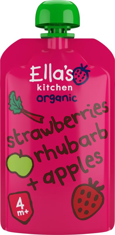 Ella's Kitchen Strawberry rhubarb & apples 4+ mnd knijpz bio (120 gr)
