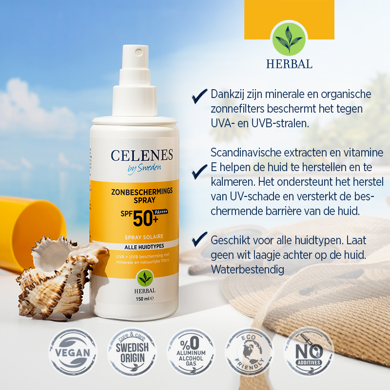 Celenes Herbal sunscreen spray all skintypes SPF50 (150 ml)