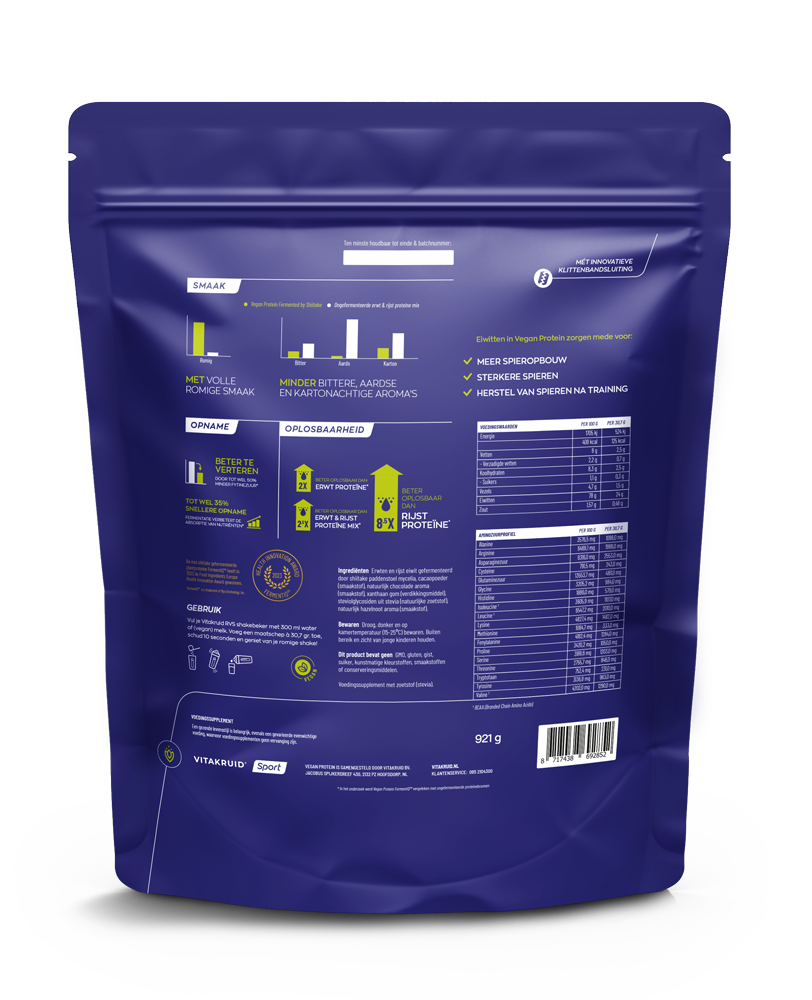 Vitakruid Vegan Protein Fermented By Shiitake - Chocolade Hazelnoot (921 gr)