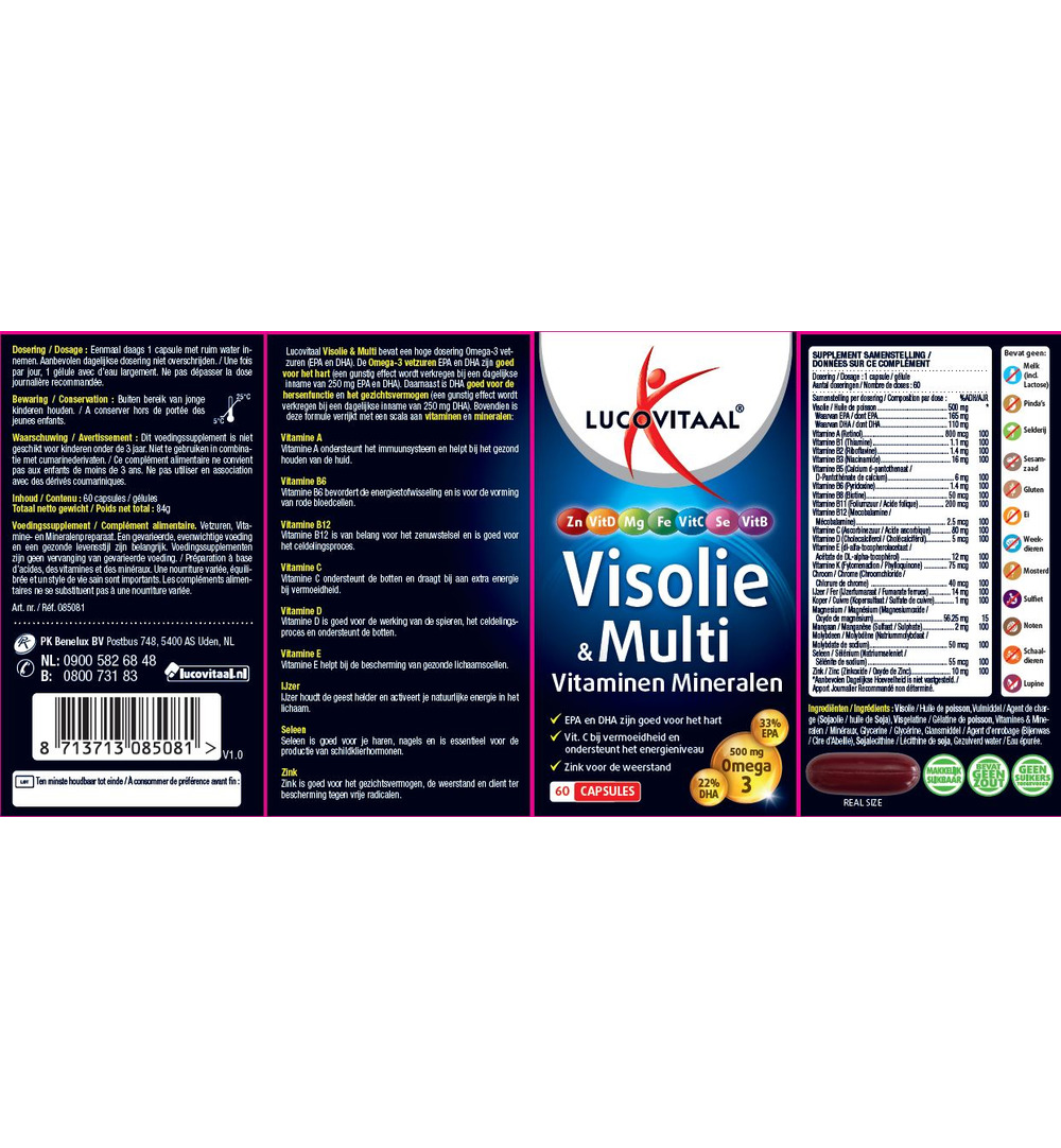 Lucovitaal Visolie & Multi Vitaminen Mineralen (60 capsules)