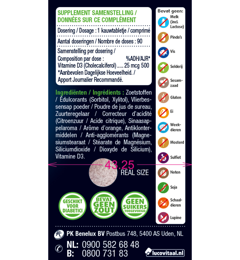 Lucovitaal D3 25mcg (90 kauwtabletten)