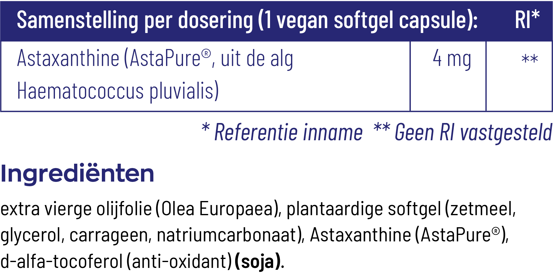 Vitakruid Astaxanthine Astapure® 4Mg Duurzaam Gekweekte Alg (60 vega capsules) - image 3