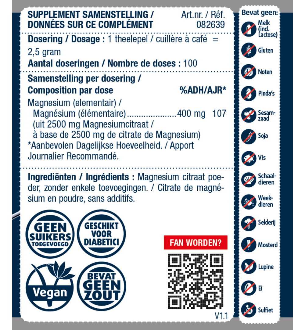 Lucovitaal Magnesium 400mg Citraat Poeder (100 doseringen)