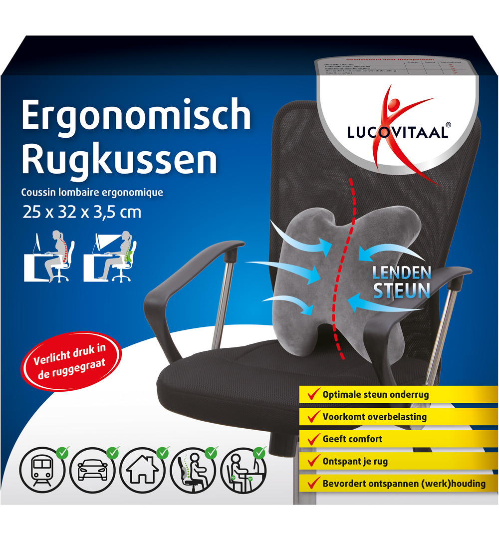 Lucovitaal Ergonomische Rugkussen (1 stuk)