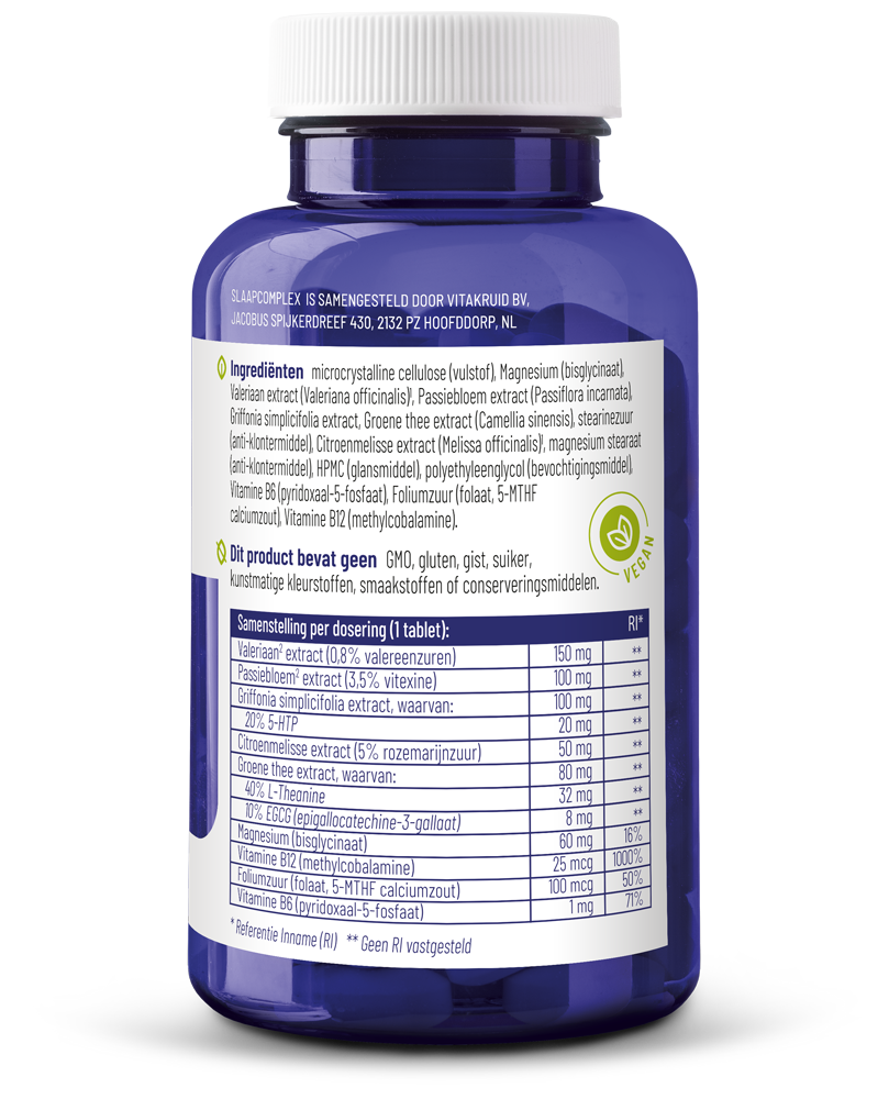 Vitakruid Slaapcomplex Oa Valeriaan Magnesium Bisglycinaat (90 Tabletten) - image 2