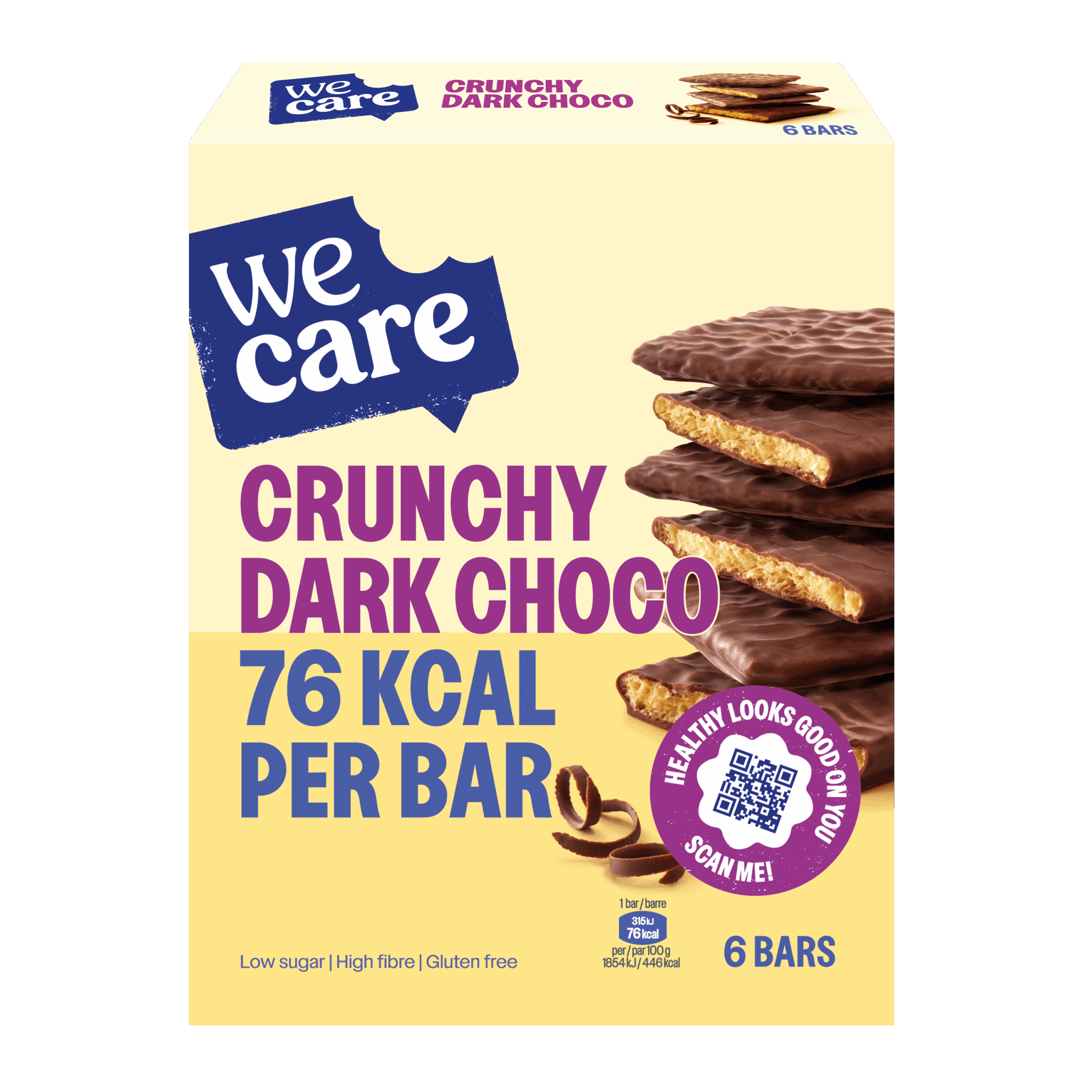 WeCare Bars crunchy dark choco (102 gr)