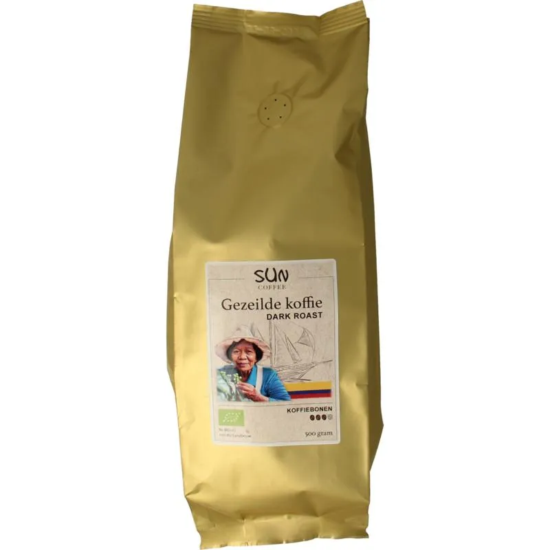 Sun Coffee Gezeilde Koffiebonen Dark Roast Bio (500 gr)