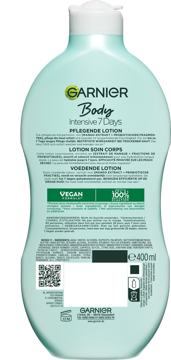 Garnier Body Intensive 7 Days Bodylotion Mango-Extract & Probiotica (400 ml)