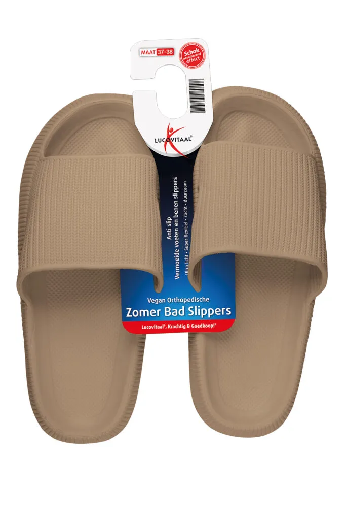 Zomer Badslipper 37-38 Taupe (1 paar)