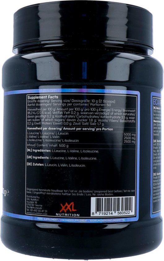 XXL Nutrition Bcaa Poeder Unflavored (500 gr)