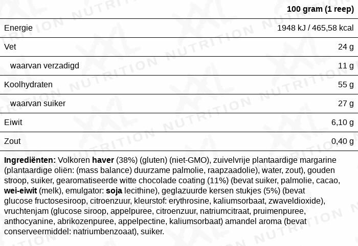 Xxl Nutrition Delicious Oat Bar Witte Chocolade Kers (100 gr)