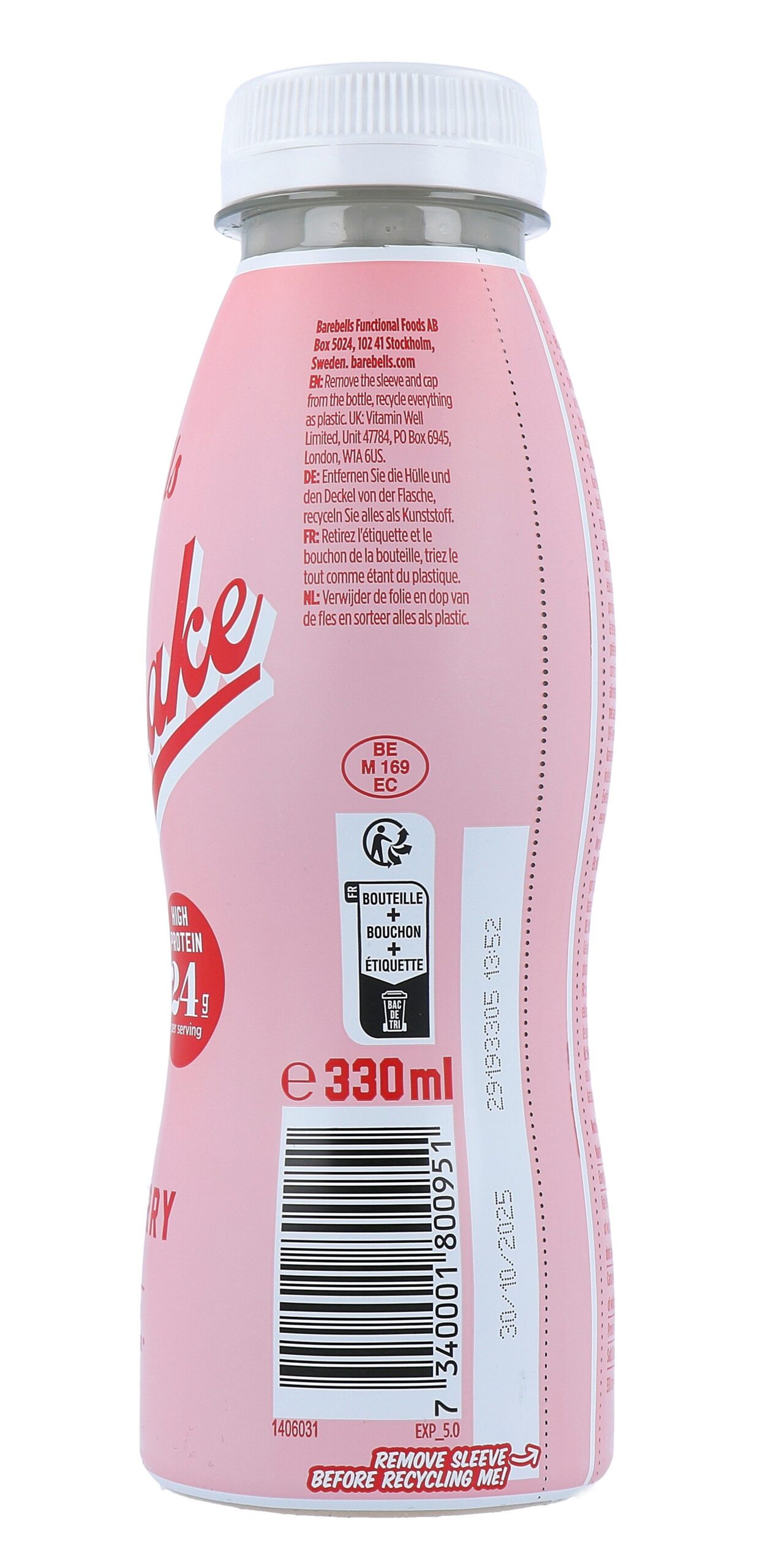 Barebells Milkshake Aardbei (330 ml)