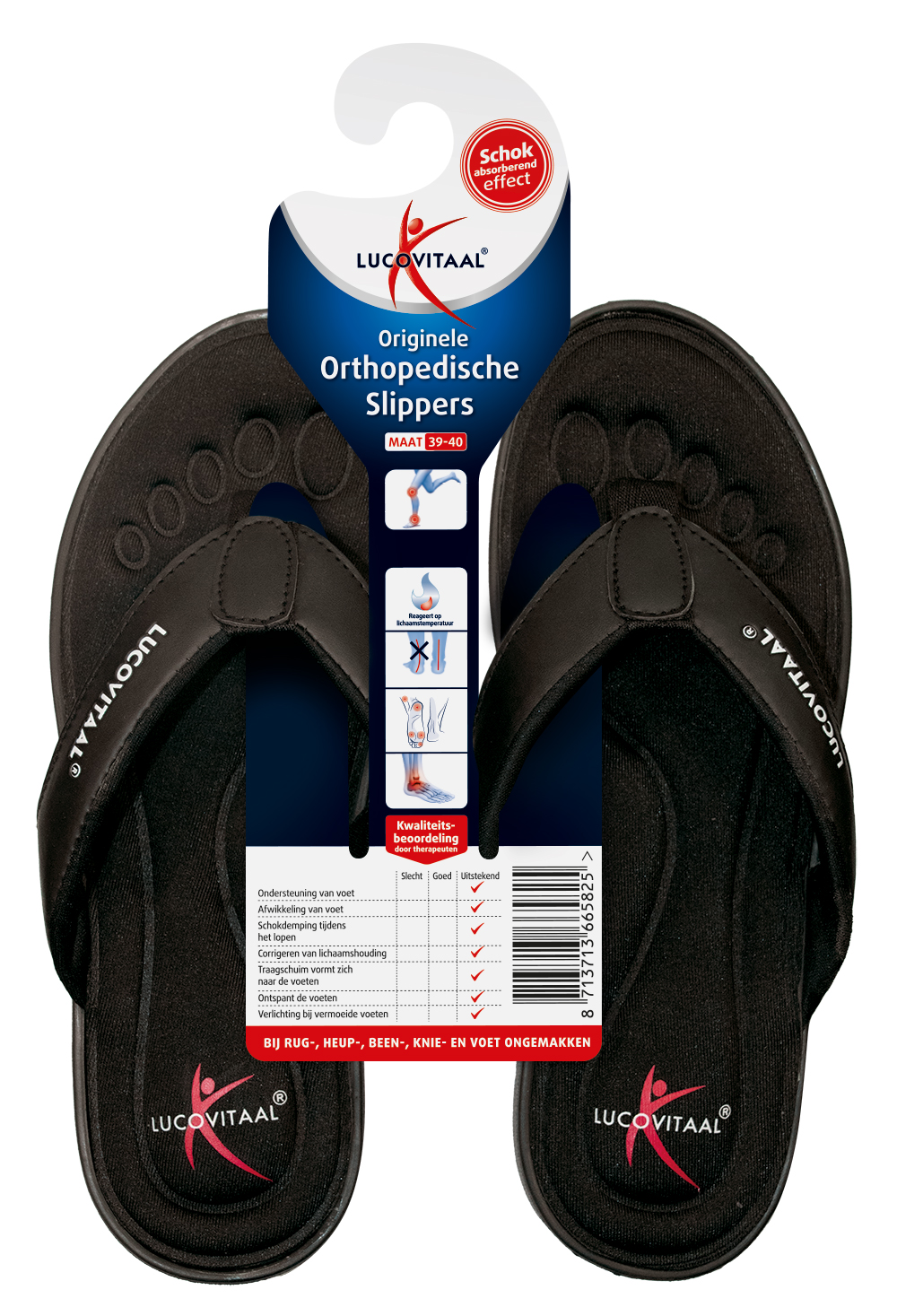 Lucovitaal Slipper Orthopedisch 39-40 Zwart Hanger (1 paar)