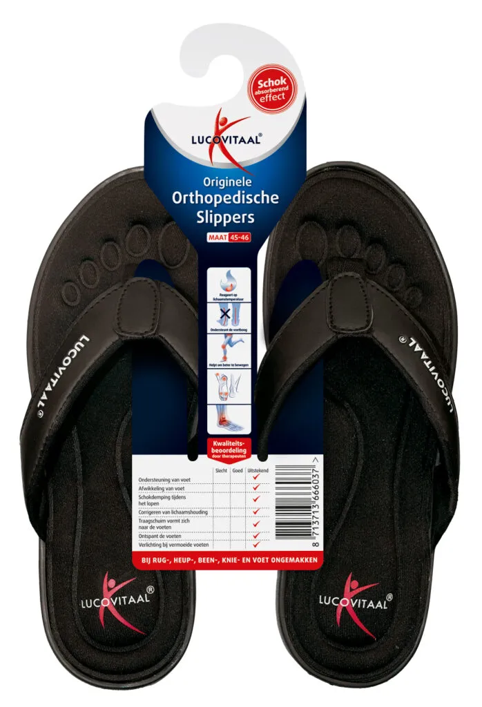 Lucovitaal Slipper Orthopedisch 45-46 Zwart Hanger (1 paar)