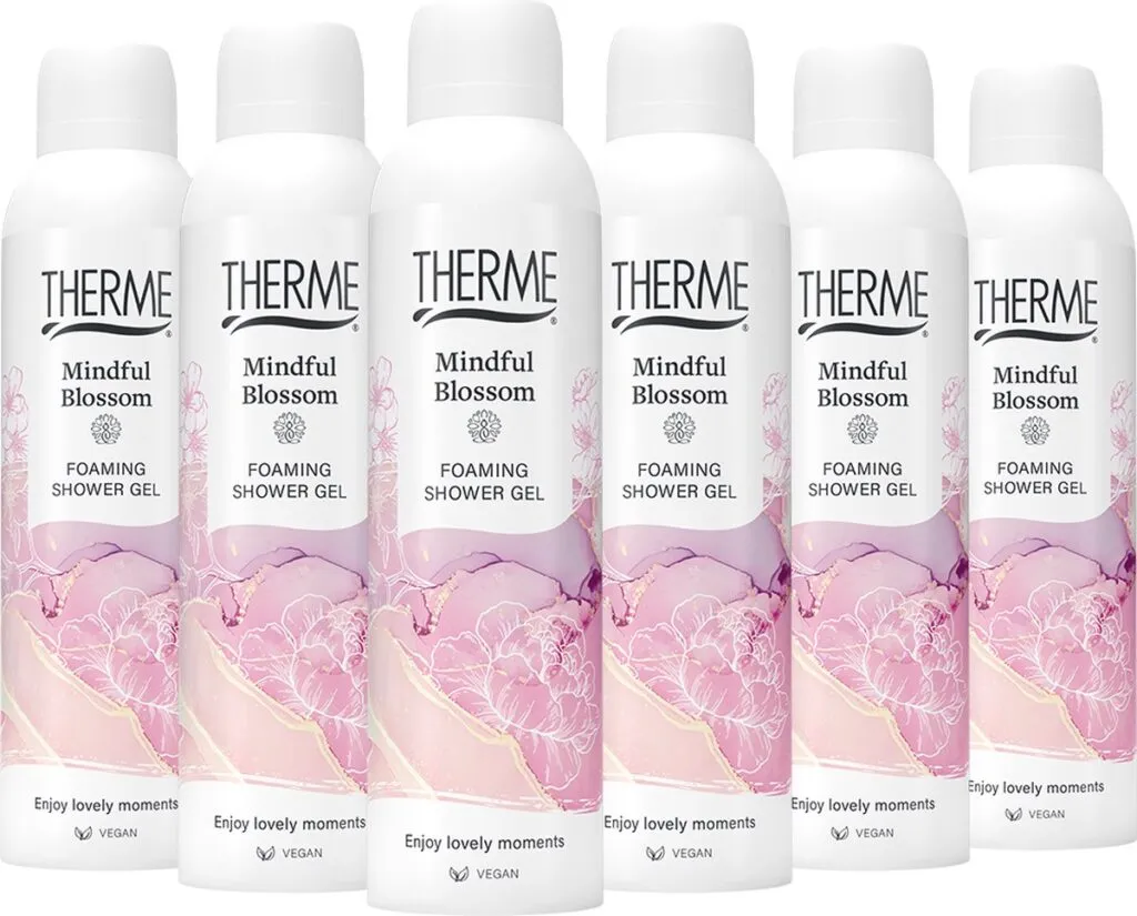 6x Therme Mindfull blossom foaming showergel (200 ml)