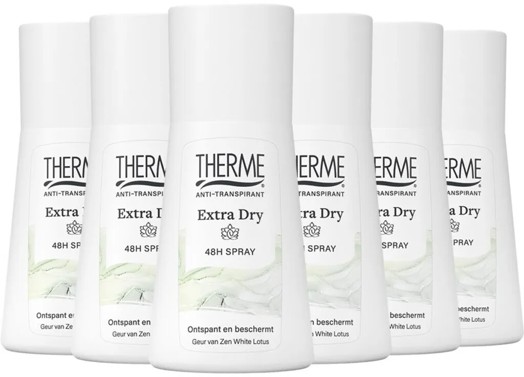 6x Therme Deospray anti-transpirant extra dry (75 ml)