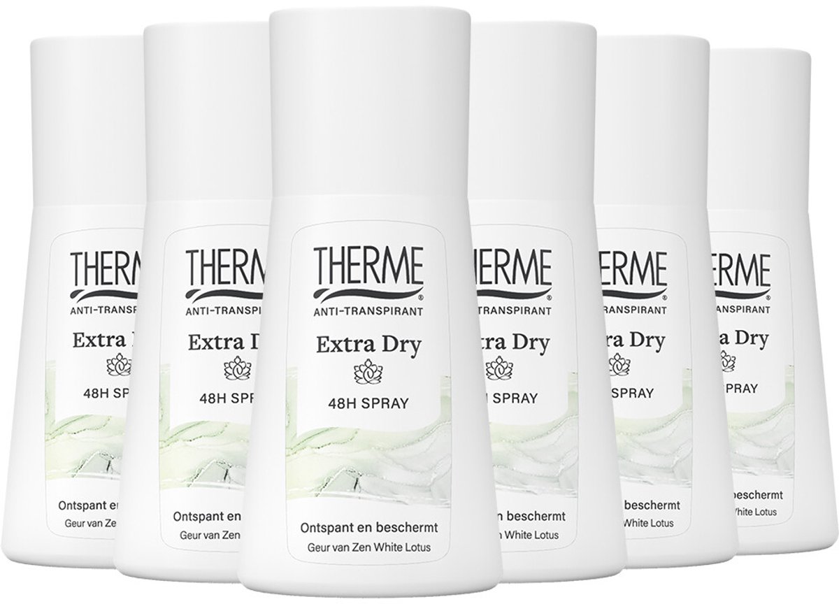 6x Therme Deospray anti-transpirant extra dry (75 ml)